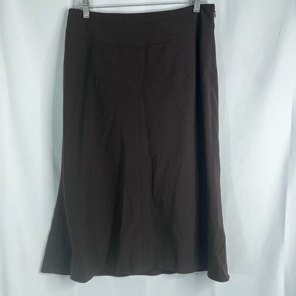 Anne Klein Brown Midi Flared Career Office Wear Skirt 96% Wool Size 8 - Picture 7 of 7